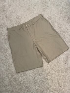 Ben Hogan Performance Classic Khaki Golf Shorts Flat Front Men's 36